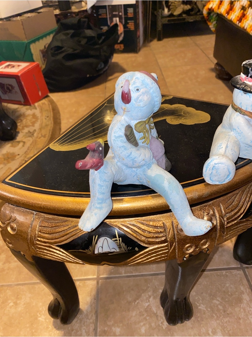 Vintage Cast Iron  Pair of Snowman Stocking Holder Figurines - Picture 2 of 7